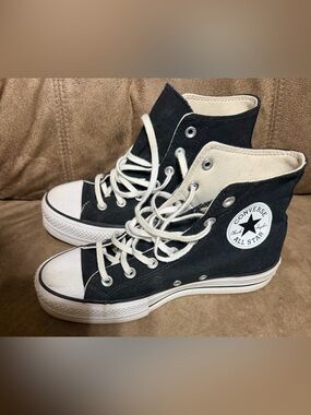 Converse High Top Platform Sneakers in Black